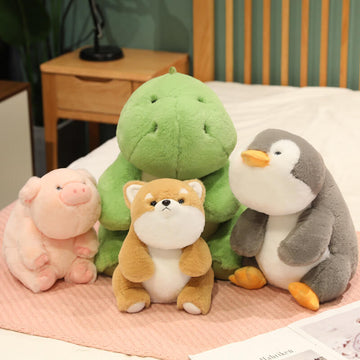 Adorable Animal Stuffed Animal Plush Toy - Dinosaur, Penguin, Shiba Inu, Pig